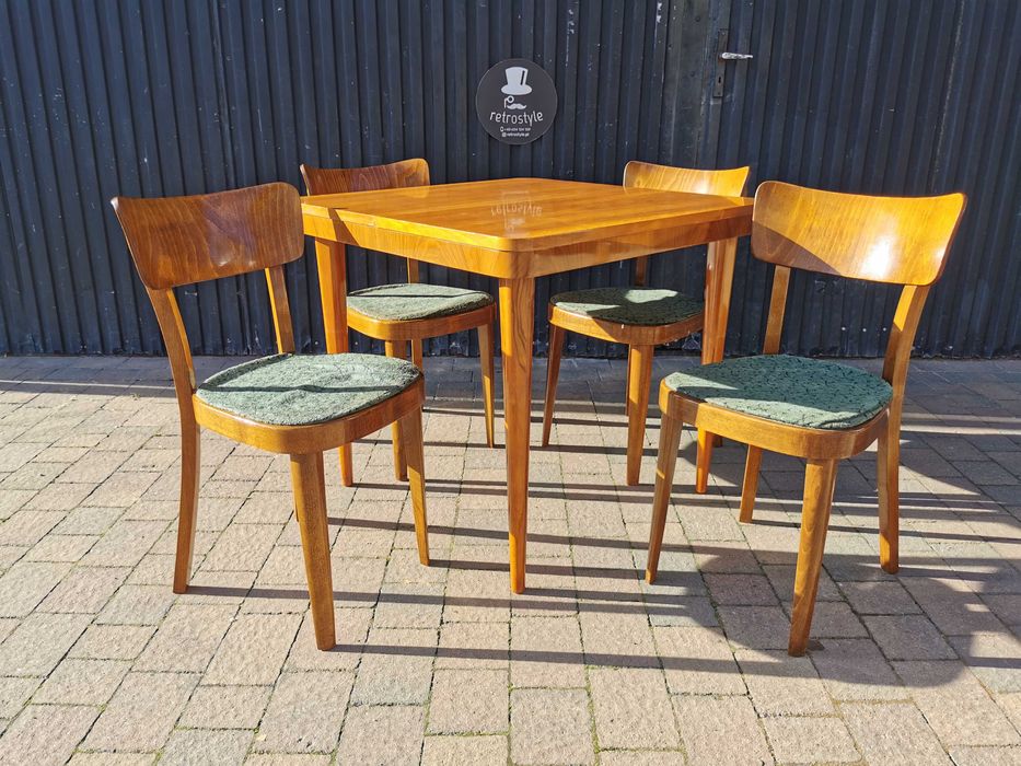 Stół rozkładany+ 4x krzesło TON 524/B (Thonet), Czechosłowacja '50-60