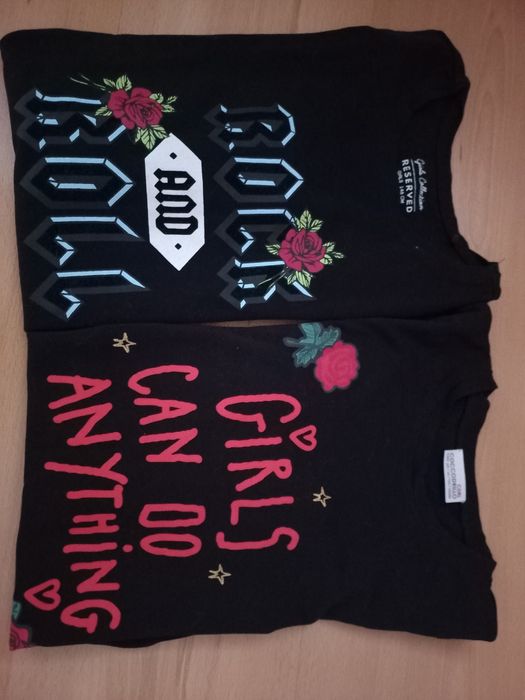 Dwie czarne bluzki z aplikacjami Coccodrillo i Reserved 140/146