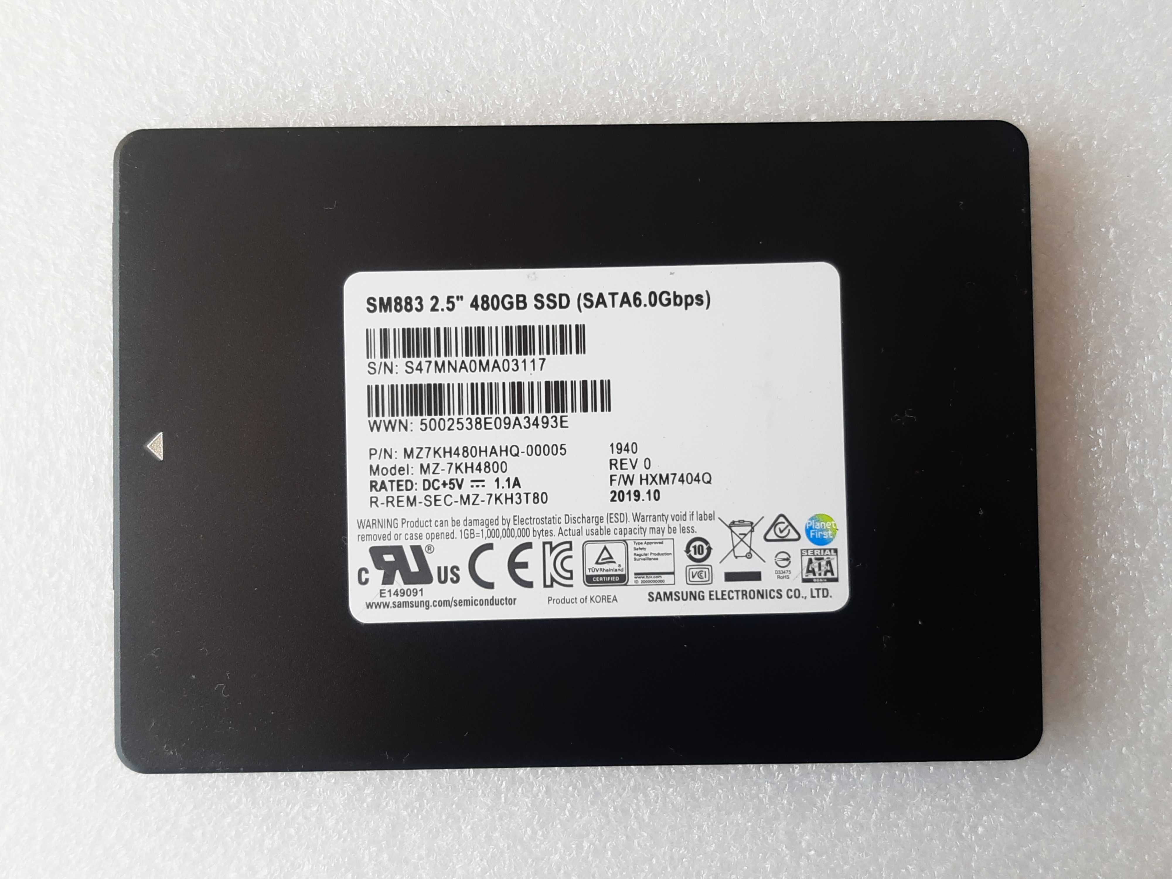 Серверний SSD Samsung SM883 SATA MLC 480 GB