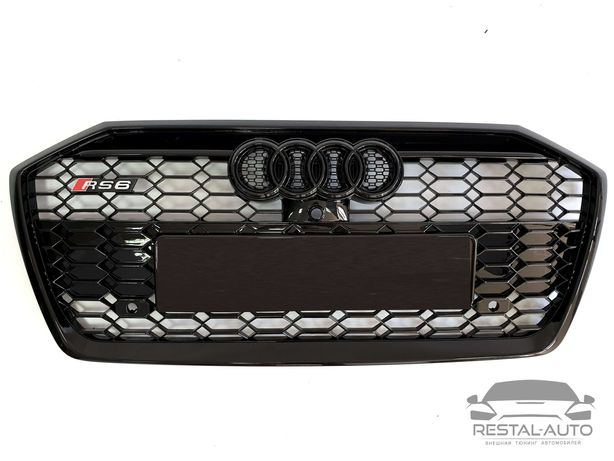 решетка радиатора  RS на Audi A6 C8 18-21 года  Черная под камеру