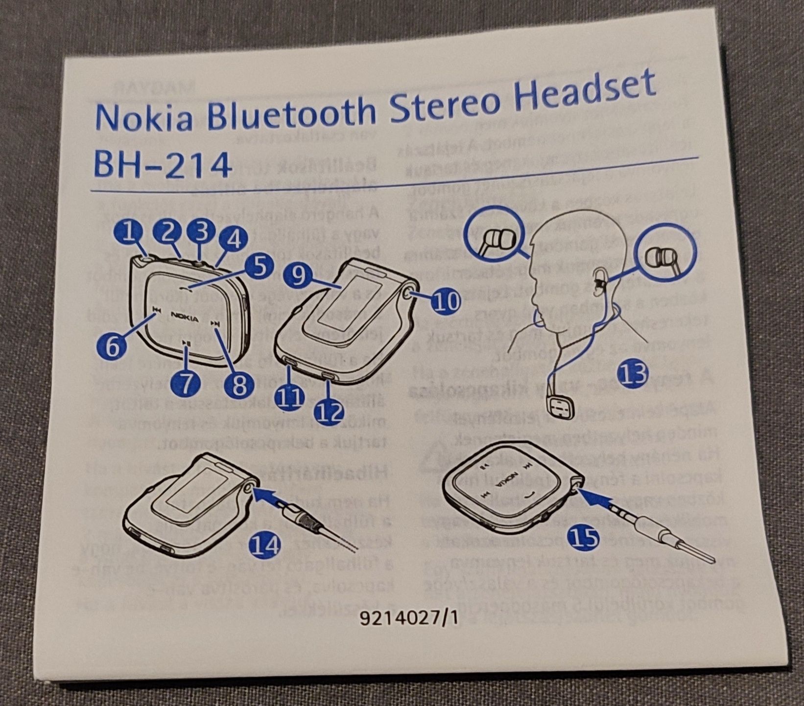 Słuchawki NOKIA Bluetooth Stereo Headset BH-214 + ładowarka!