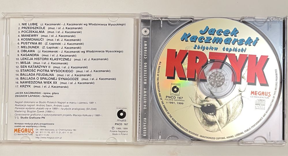 Jacek Kaczmarski Zbigniew Łapiński Krzyk cd PN Muza 1999