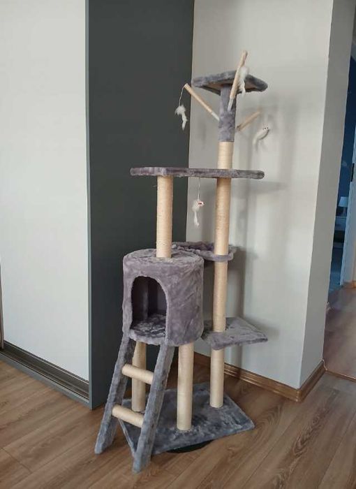 Elegancki drapak dla kota domek legowisko + ZABAWKI *138cm*