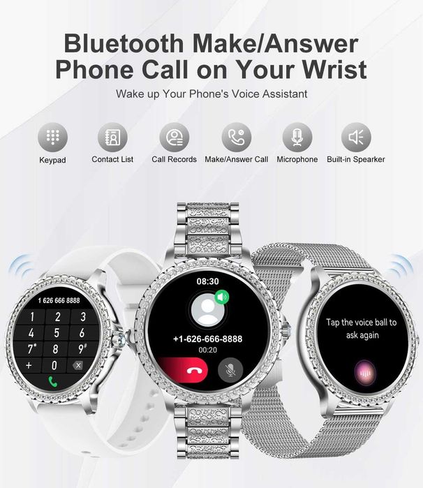 Smartwatch damski zegarek na rękę ze SpO2 cyklem menstruacyjnym, snu