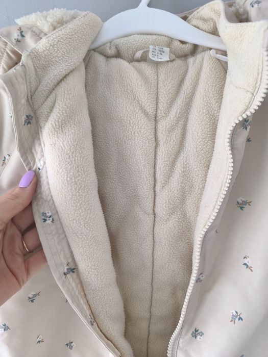 Kombinezon zimowy H&M 104cm beżowy w kwiatki