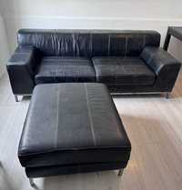 Sofá e chaise longue | Preto em pele | 150€