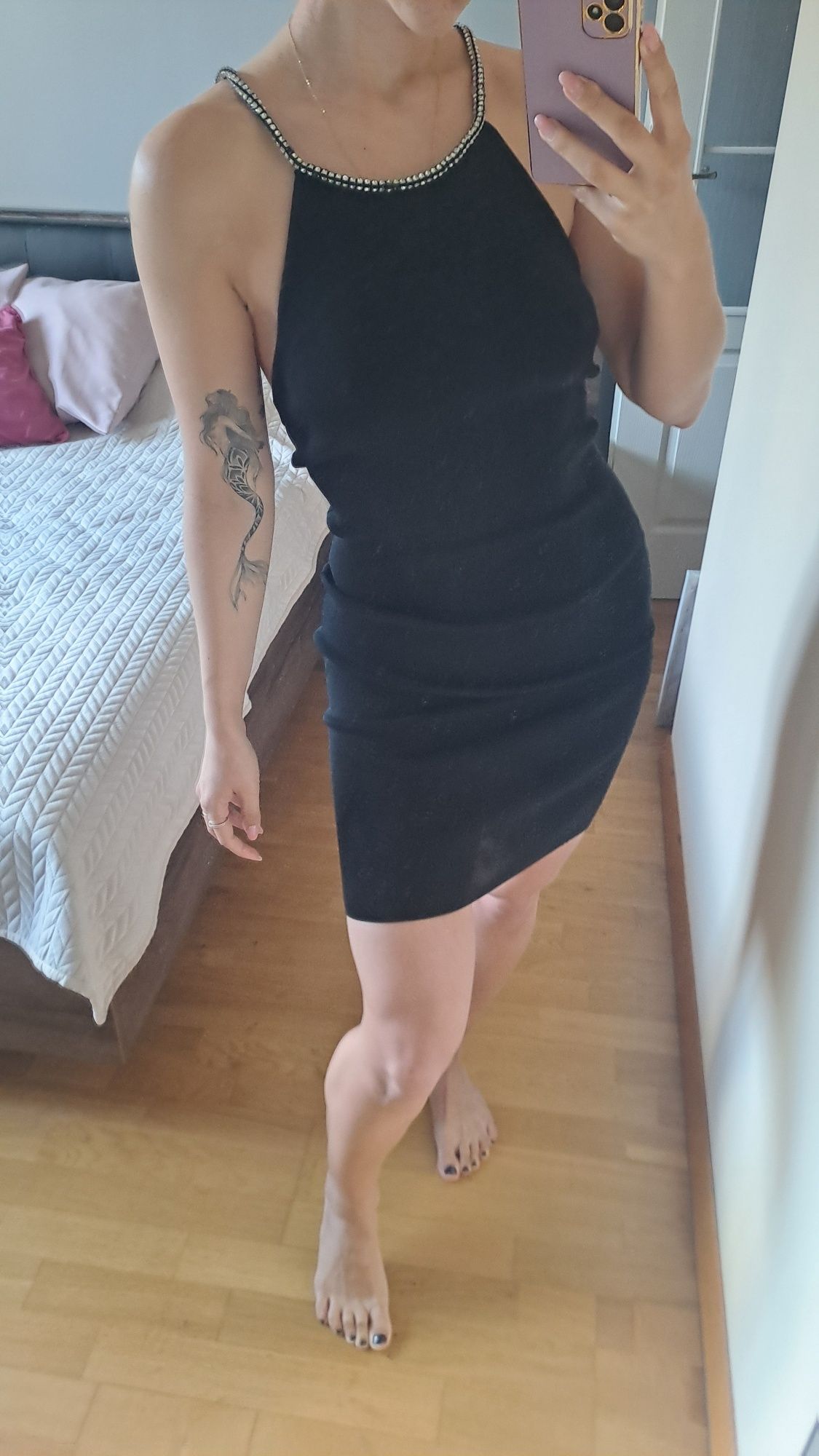 Sukienka Zara mini odkryte plecy kryształy 38