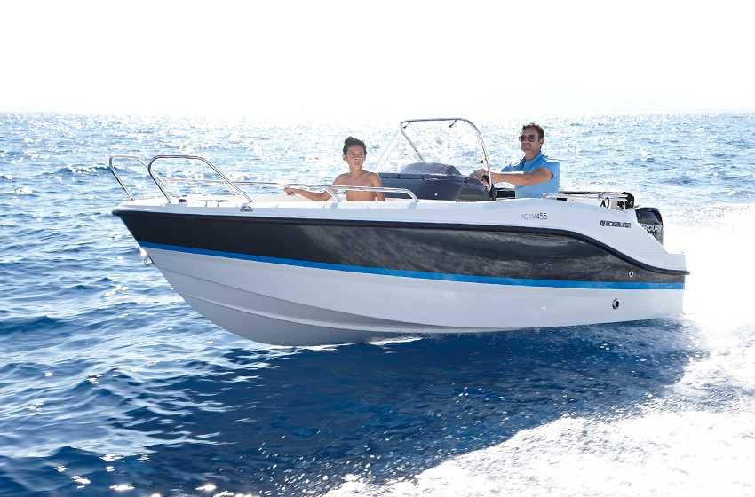 Barco QUICKSILVER Activ 455 open motor Mercury 50hp ELPT EFI    NOVO