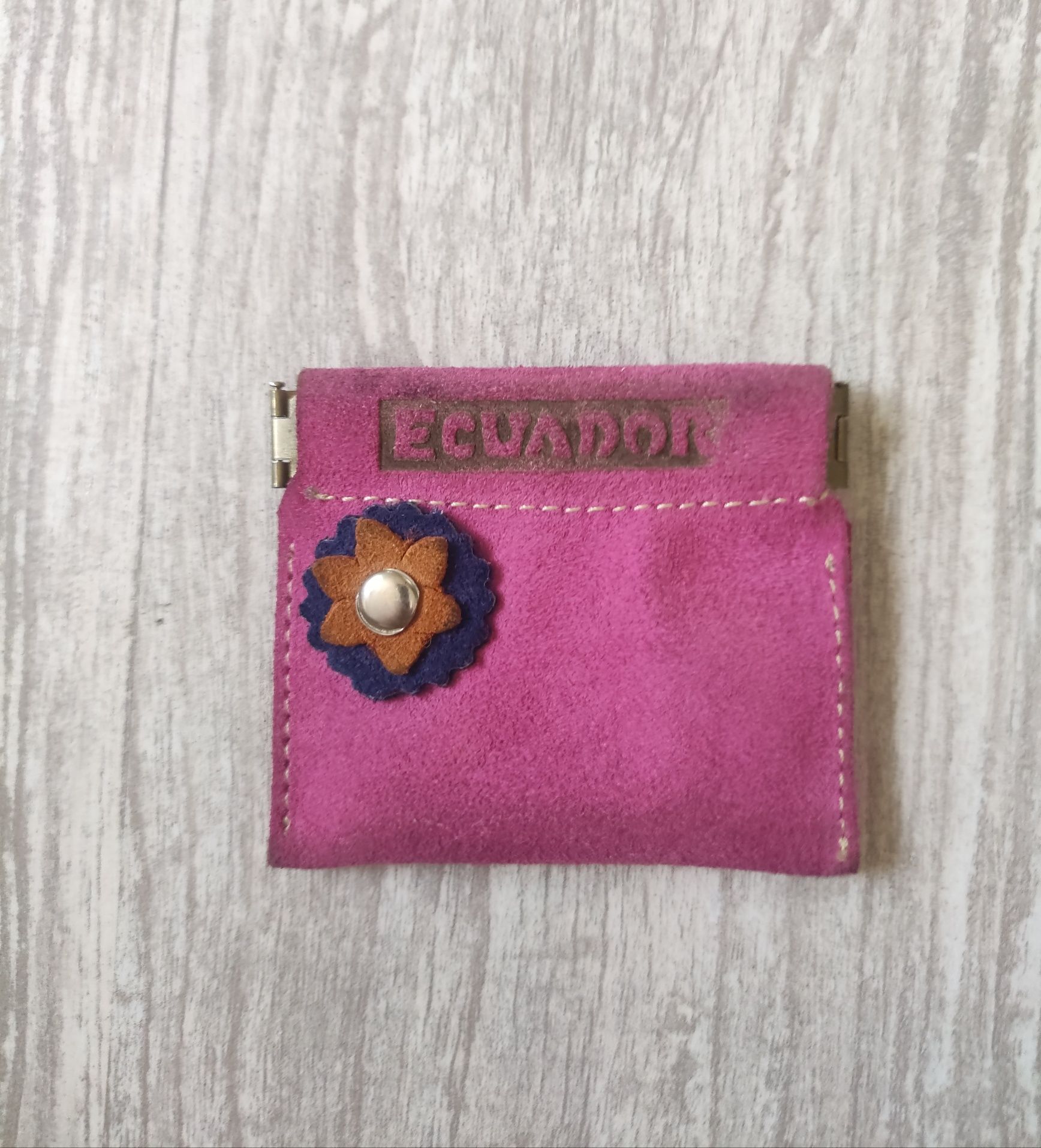 Portfel, saszetka, różowa, rękodzieło Ekwador