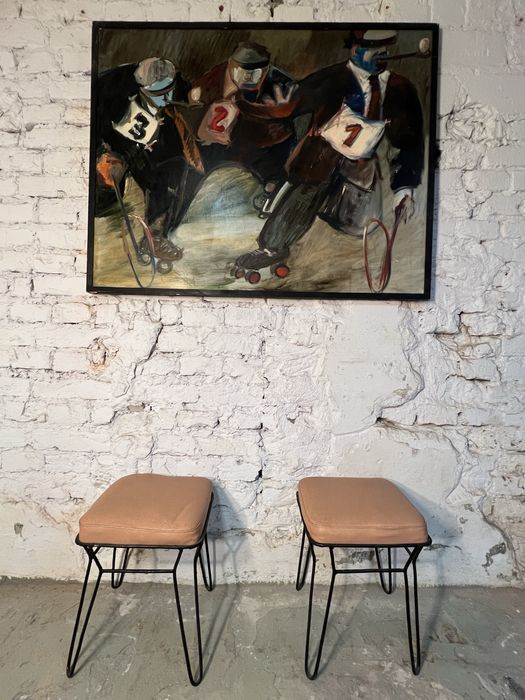 Taboret taborety metalowe siedziska prl loft retro vintage