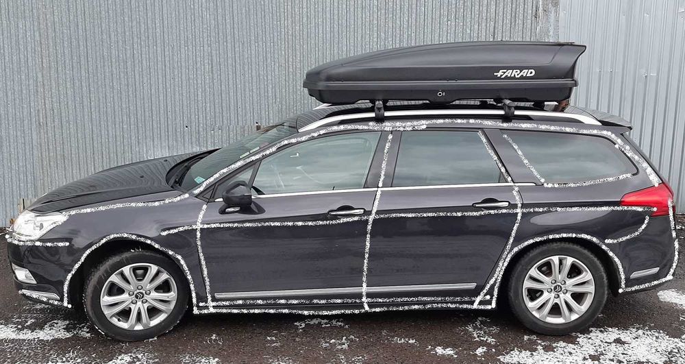 Ogromny box dachowy bagażnik FARAD Koral 630 ABS 90kg 210x90x42 dual
