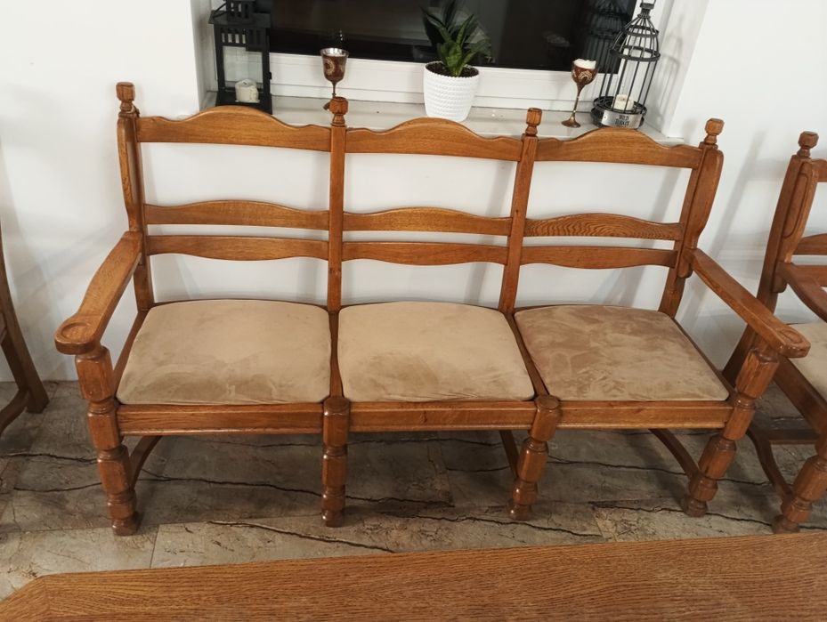 Stół i krzesła do jadalni dębowe styl vintage