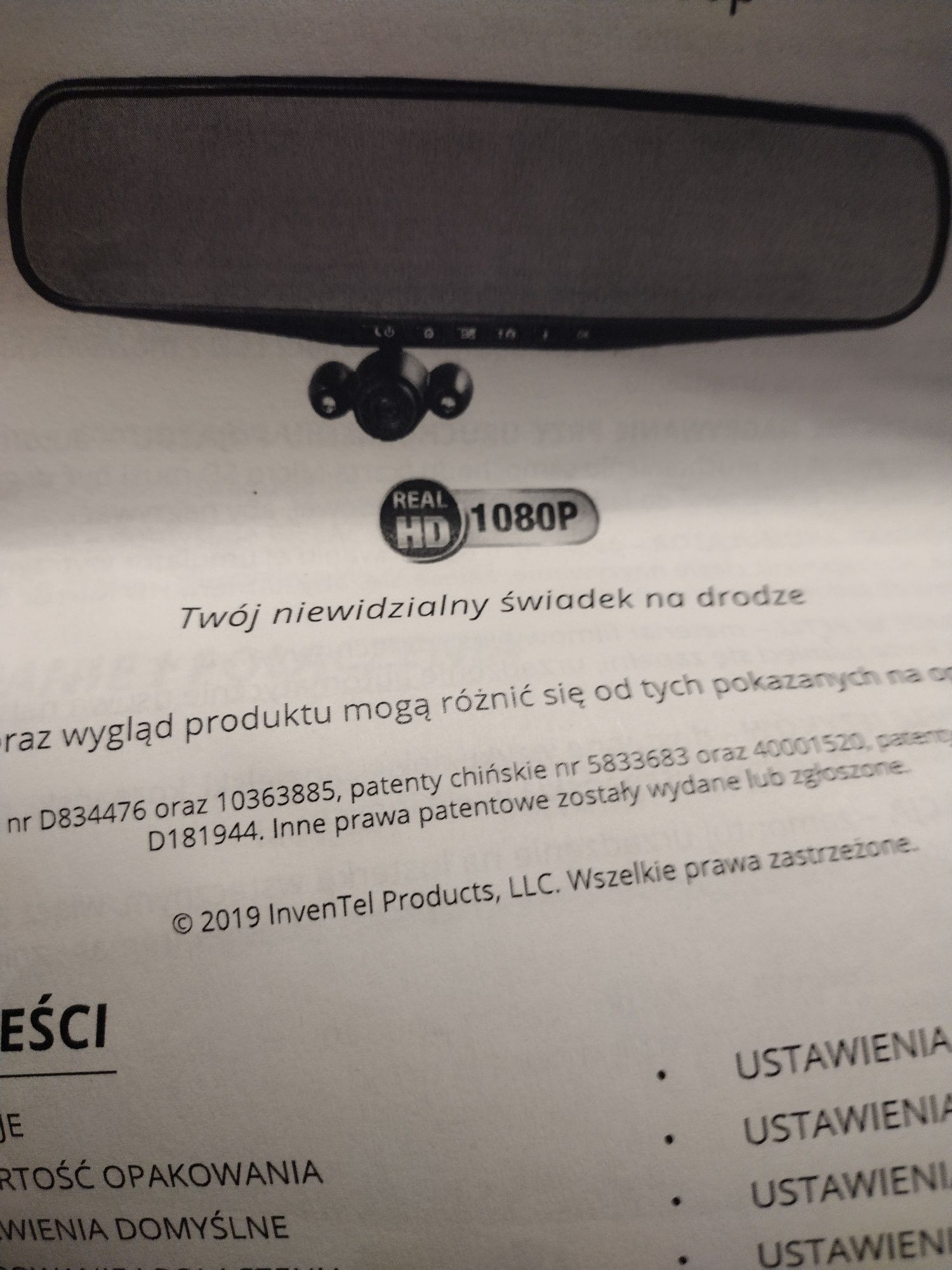 Lusterko samochodowe z kamerą