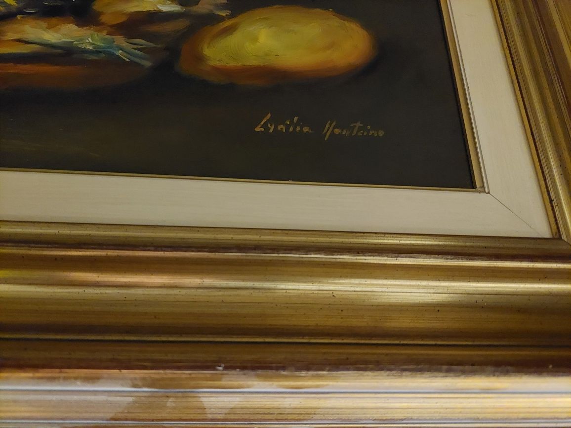 Grande quadro a oleo natureza morta lucilia monteiro