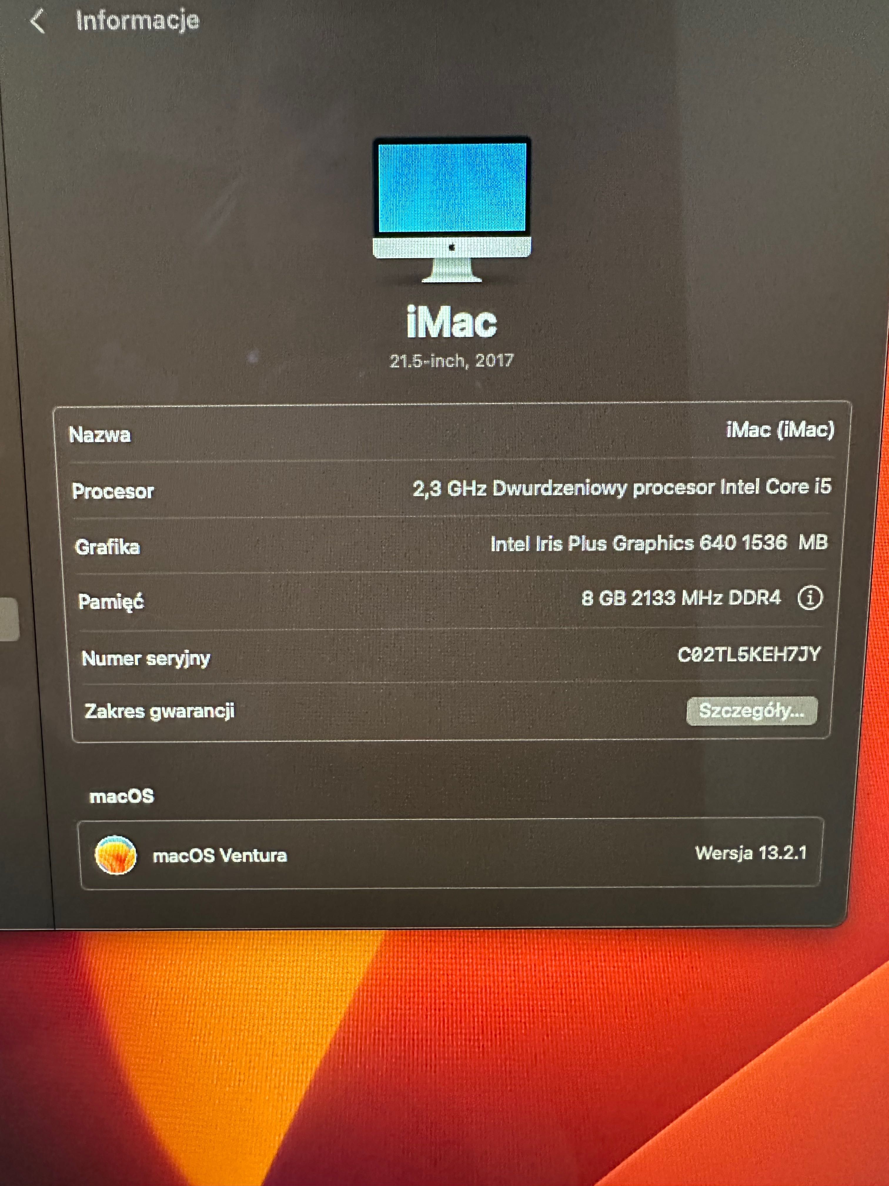 iMac 2017 A1418 i5 8GB/1TB USB C Thunderbolt iOS VENTURA