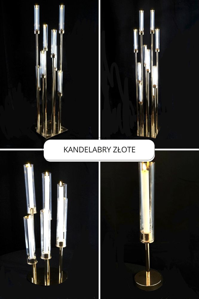 Złote świeczniki Kandelabr! Dekoracje wesele glamour