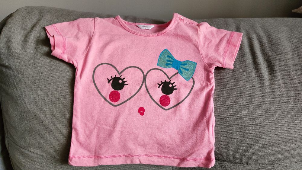 Bluzeczki bluzki t-shirty z krótkim rękawem 68 2 szt