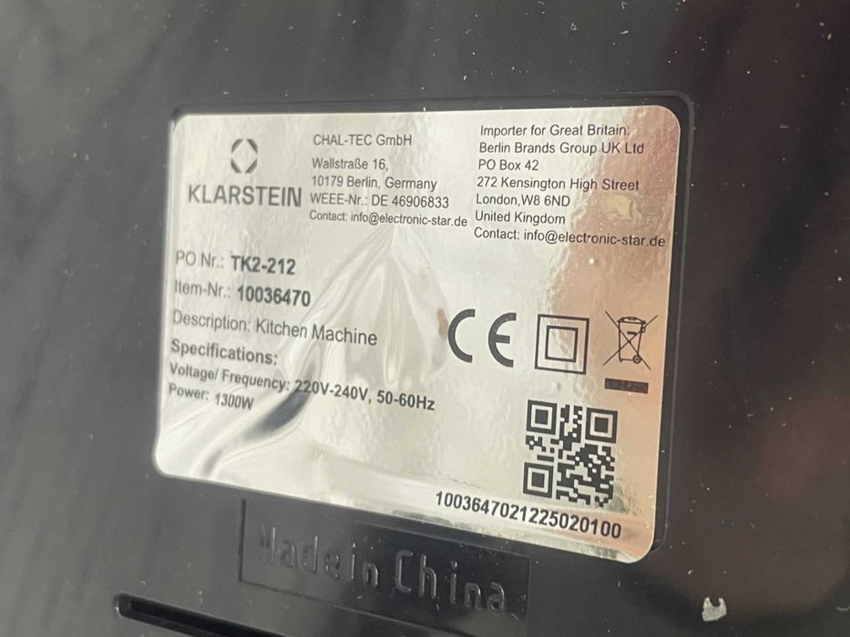 Кухонний комбайн тістоміс KLARSTEIN Bella Pico 2G 1300 W состояние нов