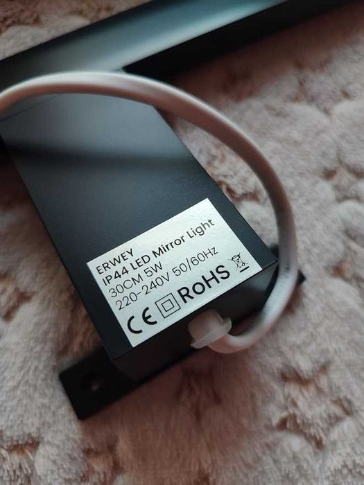 Lampa Łazienkowa Nad Lustro Obraz Led 5W 30Cm Czarna