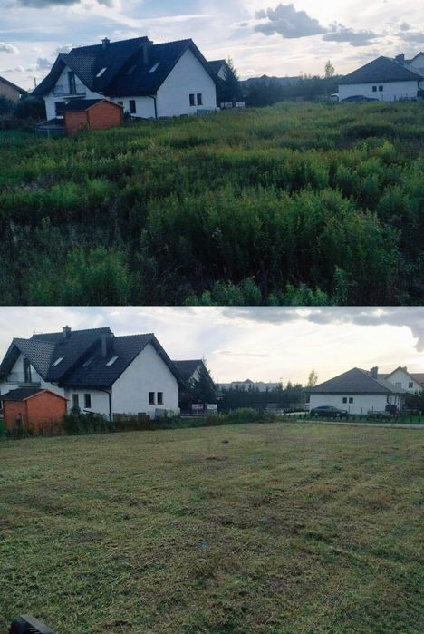 Usługi ogrodnicze. glebogryzarka separacyjną, koszenie trawy równanie