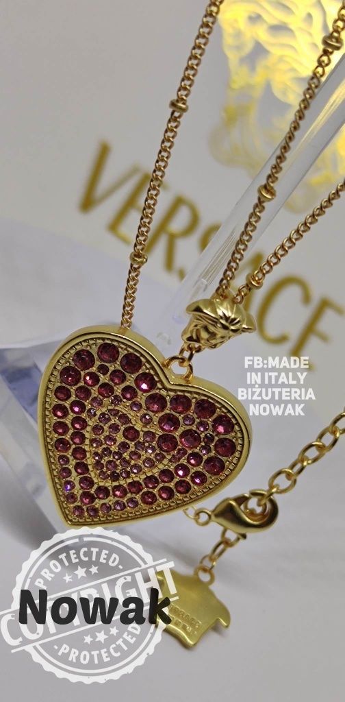 Zestaw biżuterii łańcuszek kolczyki z głową meduzy Versace cyrkonie