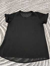 Elegancka czarna bluzka z krótkim rękawem tiul r 38 M