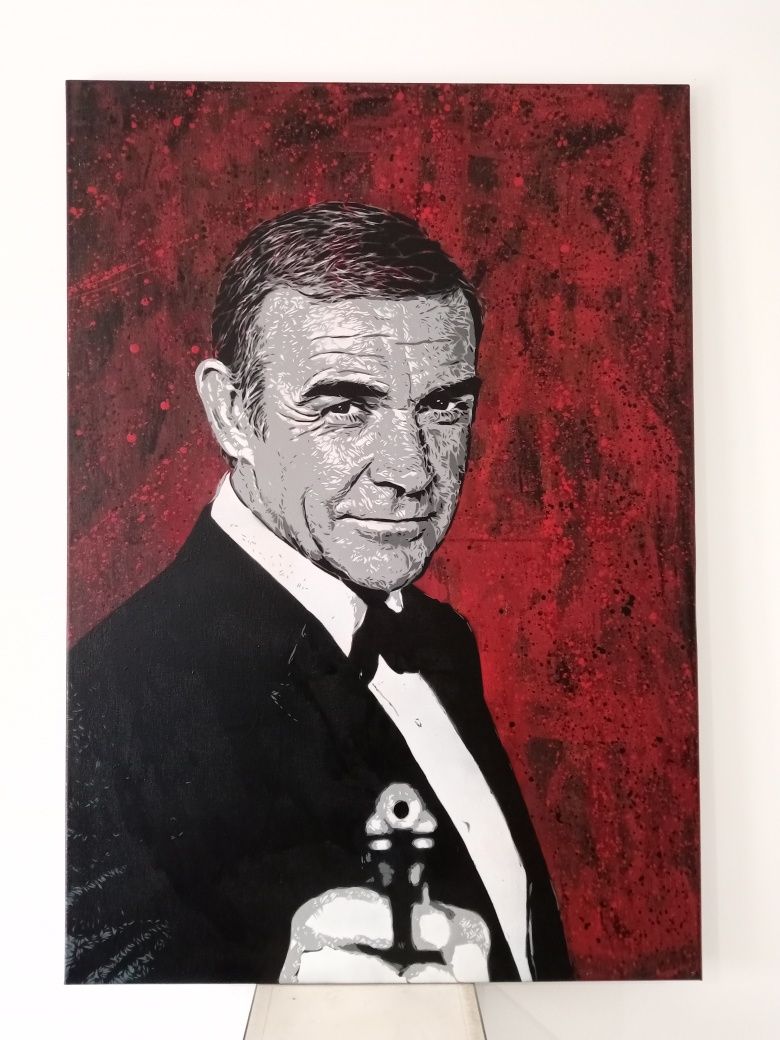 Sean Connery James Bond pintura original em tela