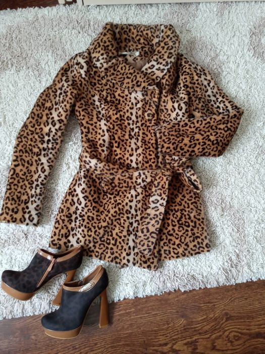 Пальто леопард шерстяне