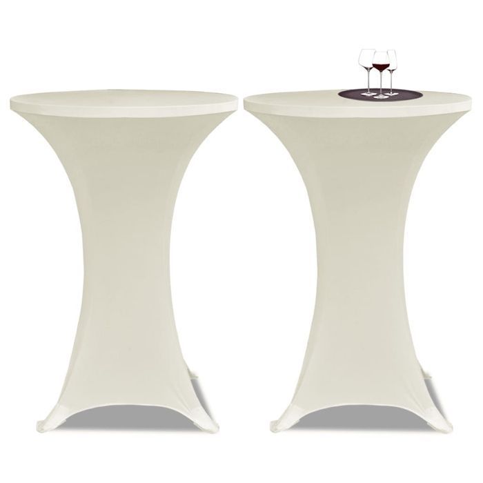 Obrus Na Stół Barowy Ø 80 Cm Kremowy Rozciągany 2 Szt