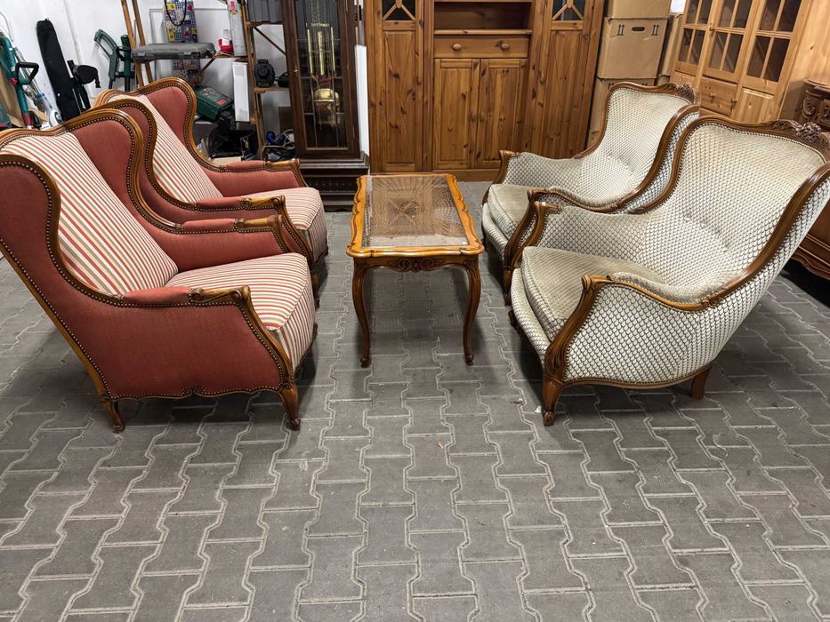 Fotele drewniane fotel Ludwik fotel uszak zestaw foteli opcje