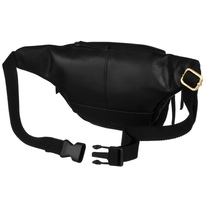 skórzana, czarna nerka męska z kieszeniami i etui na klucze - peterson