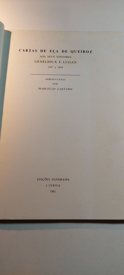 Cartas de Eça de Queiroz aos seus Editores Genelioux e Lugan (1961)