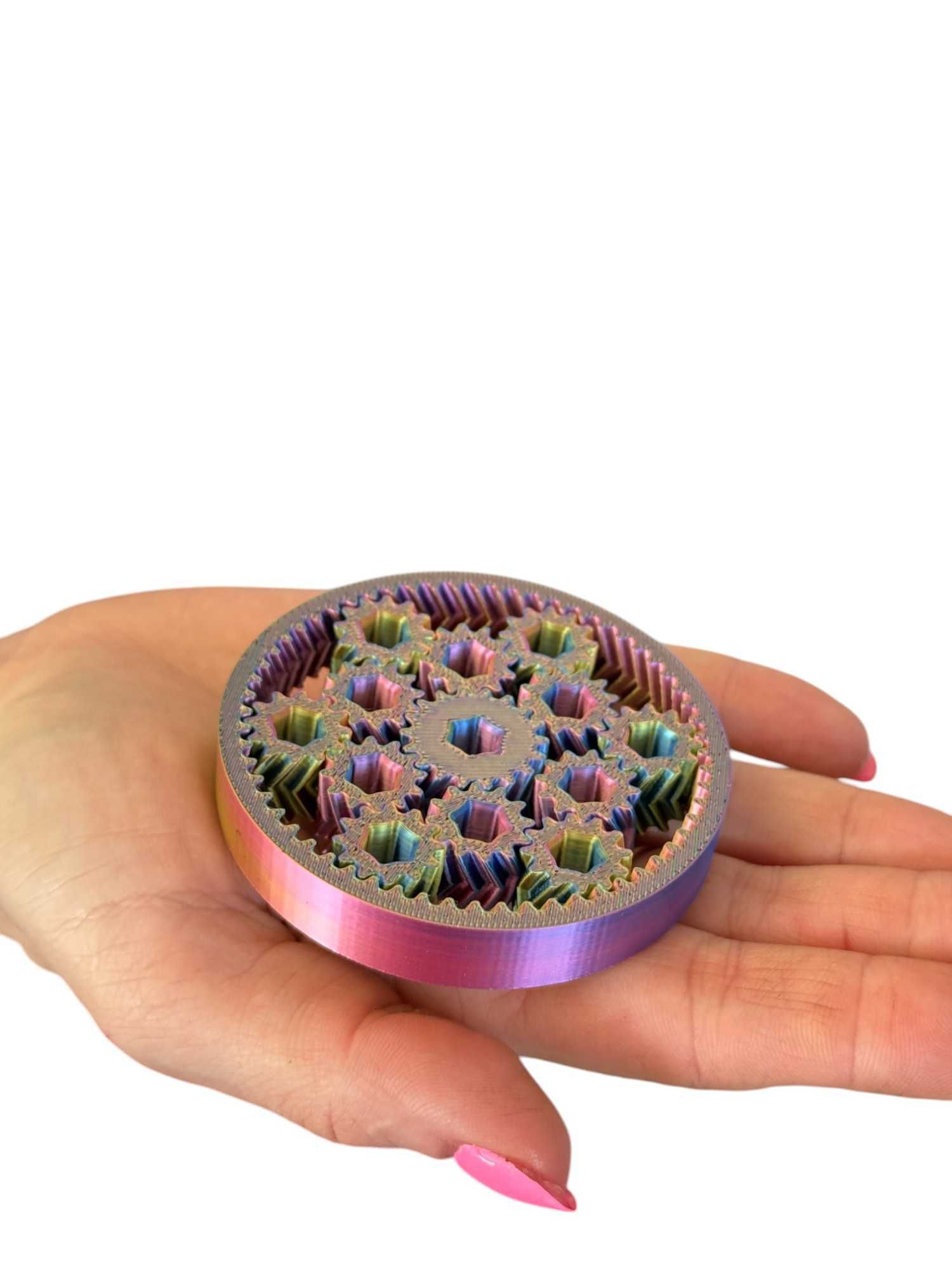 Fidget Spinner zębatki 75 mm, druk 3D – świetna zabawka antystresowa