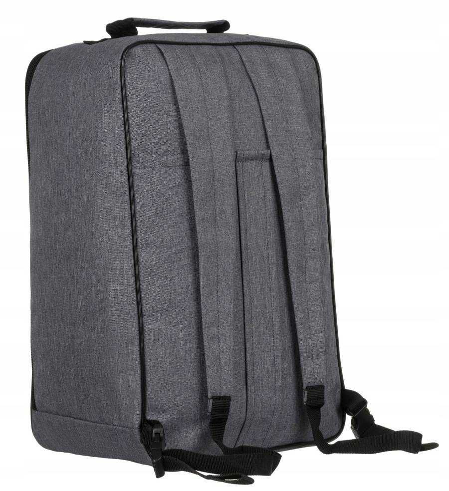 Szary plecak podróżny, lekki plecak do samolotu, bagaż podręczny