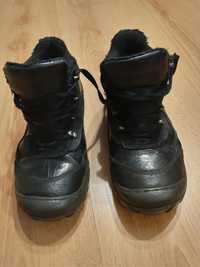 Buty zimowe czarne ocieplane ze skóry dla chłopca HKR
