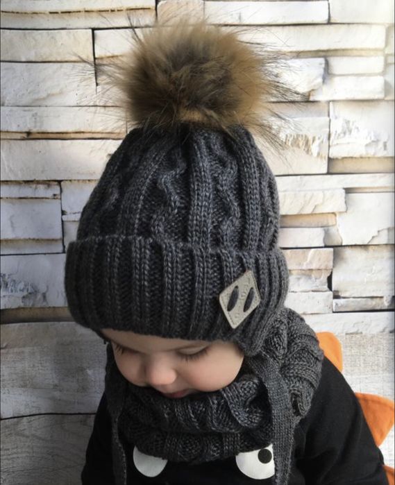 Зимова шапка на флісі із завʼязками від 2 років 48 50 52 54 56 зимняя