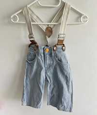 H&M spodenki szorty jeansowe z szelkami 98 r. 2 - 3