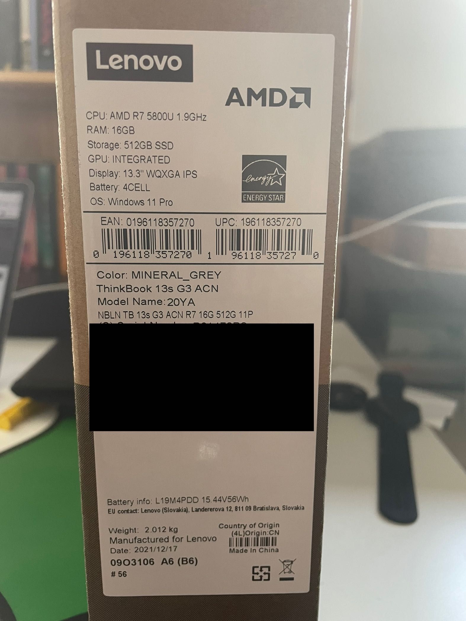 Nowy laptop Lenovo thinkbook 13s g3 ryzen7 5800U 16gb ram win11 pro