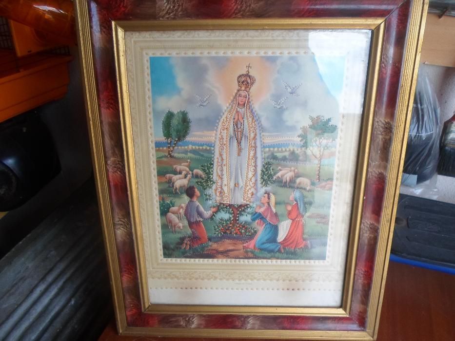 arte sacra quadro da Nossa Sra. de Fatima antigo