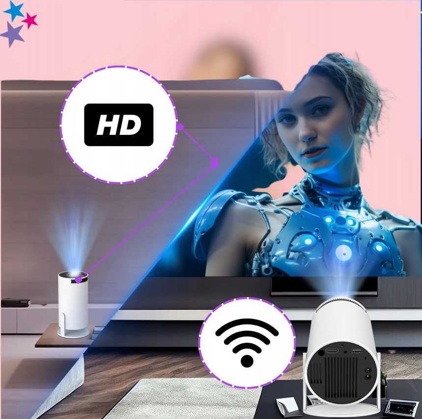 Przenośny Projektor WiFi i Bluetooth – Android 11.0