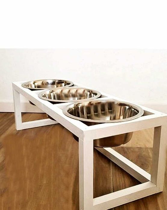 DREWNIANA podstawka na miski dla psa, kota, 0154