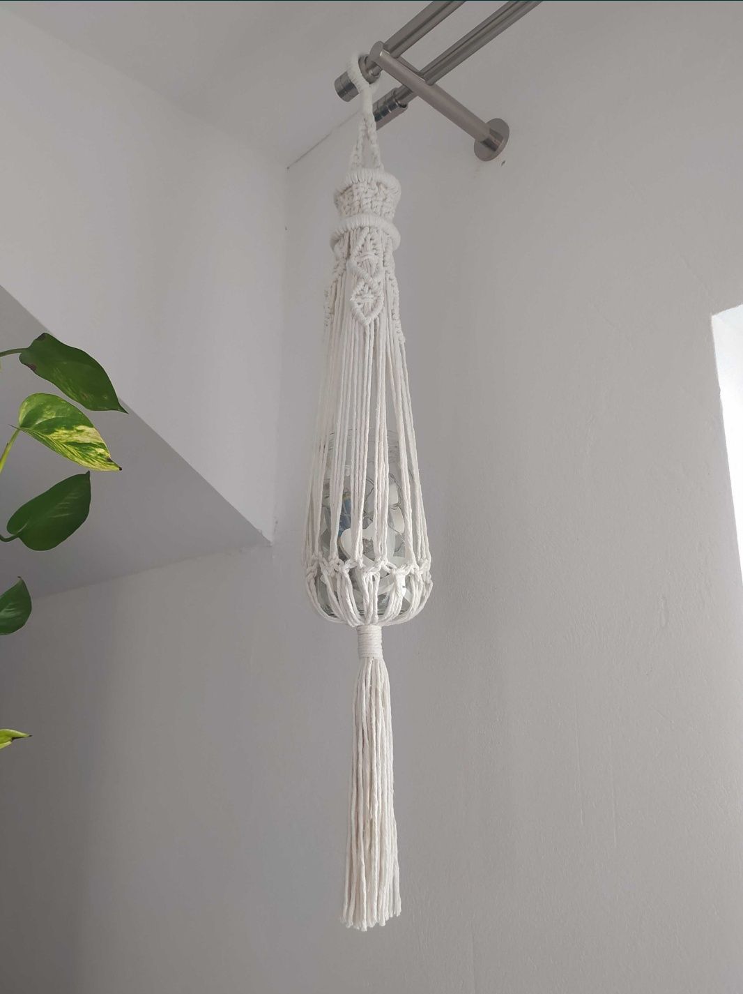 Piękny boho lampion latarnia DIY rękodzieło handmade makrama macrame