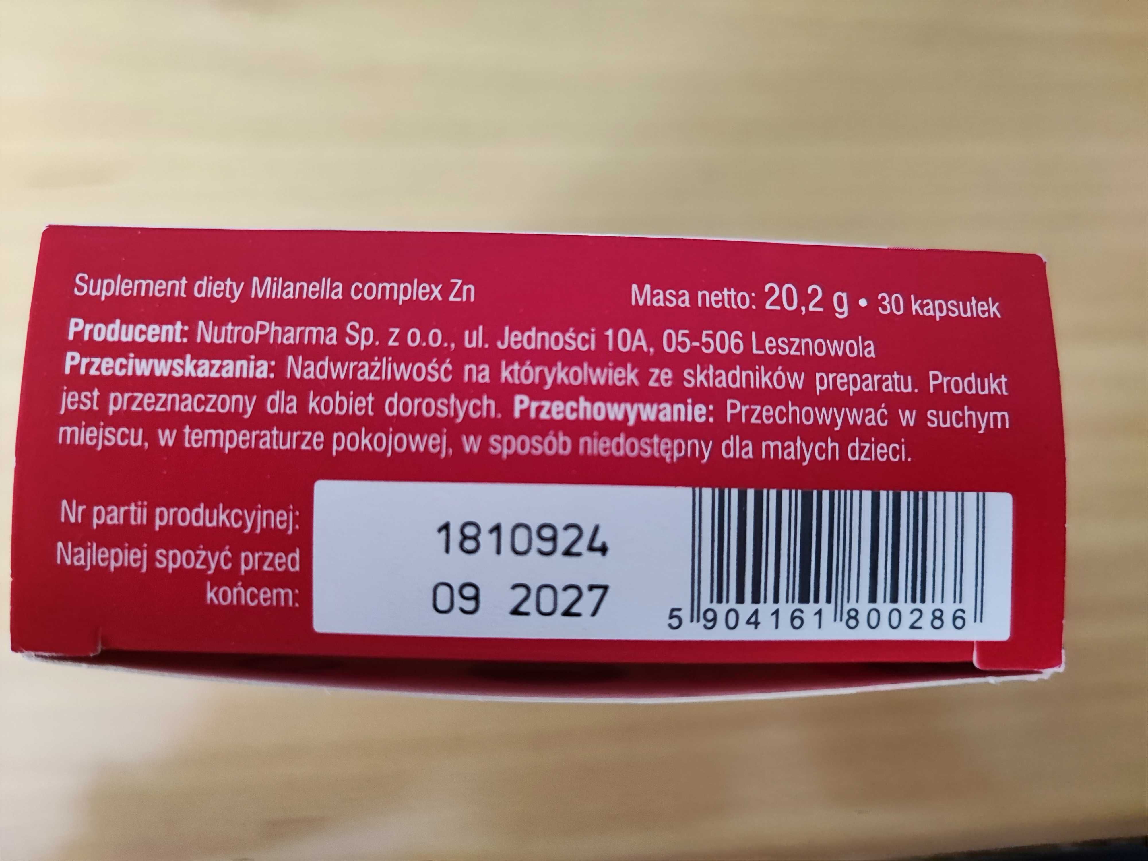 Milanella Complex Zn 30 kapsułek - dla kobiet karmiących piersią