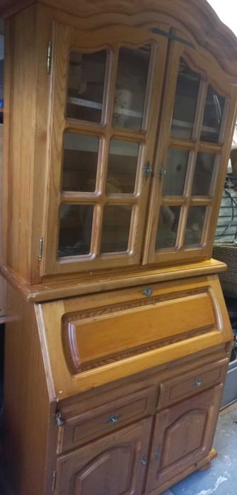 sosnowy drewniany komplet kredens komoda i nadstawka