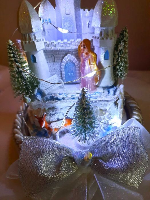 Lodowy zamek pałac ozdoba świąteczna krajobraz 3D