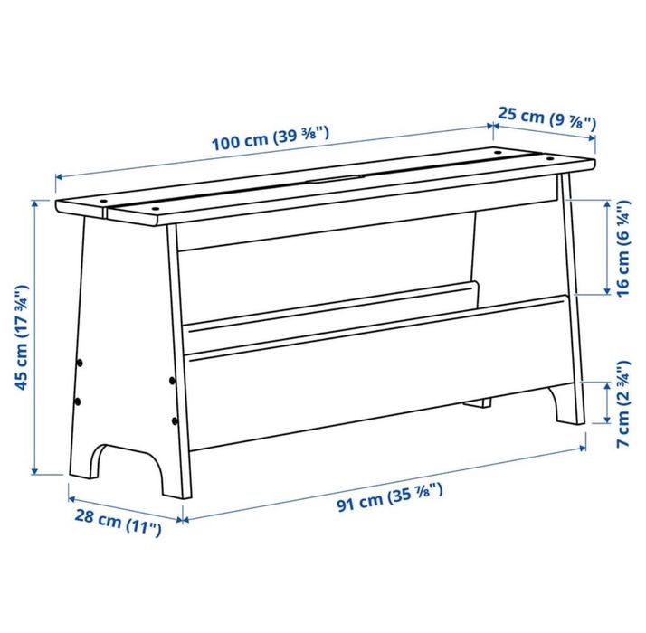 Banco de madeira IKEA PERJOHAN com arrumação