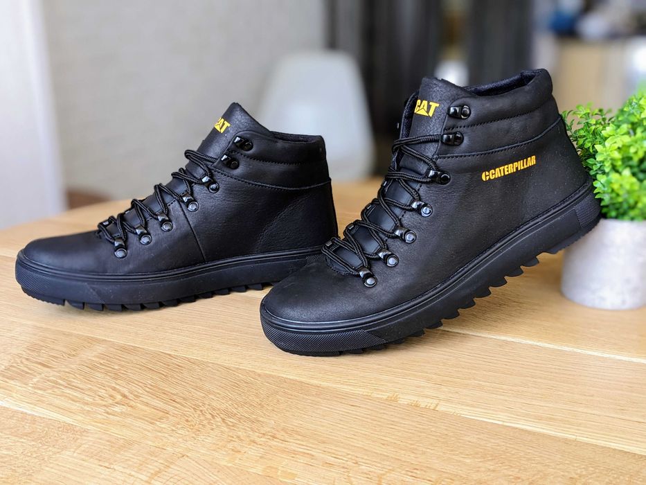 Чоловічі зимові черевики CATERPILLAR Шкіра кроссовки мужские зимние ко