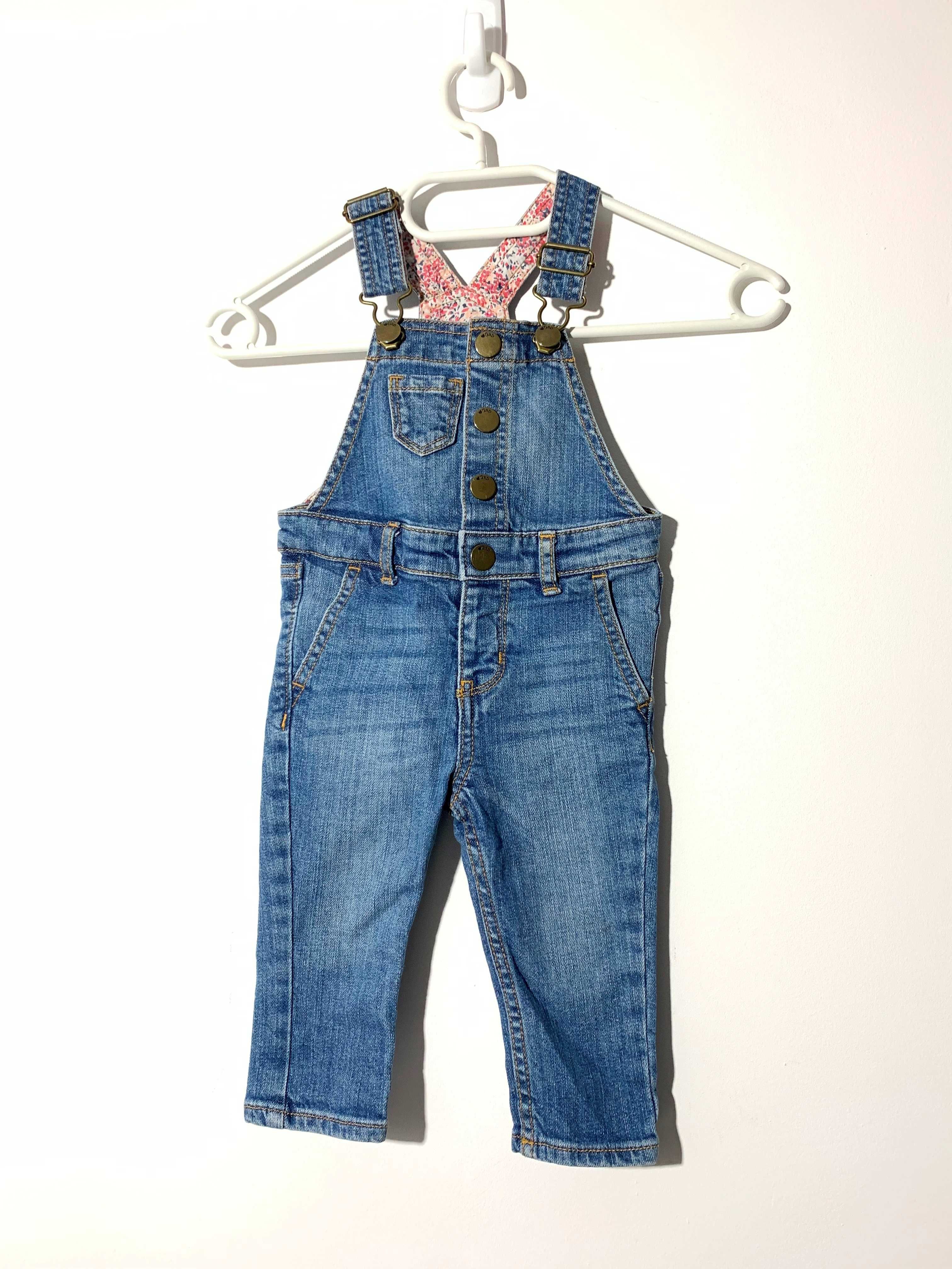 ogrodniczki jeans spodnie 80 baby GAP basic denim zatrzaski