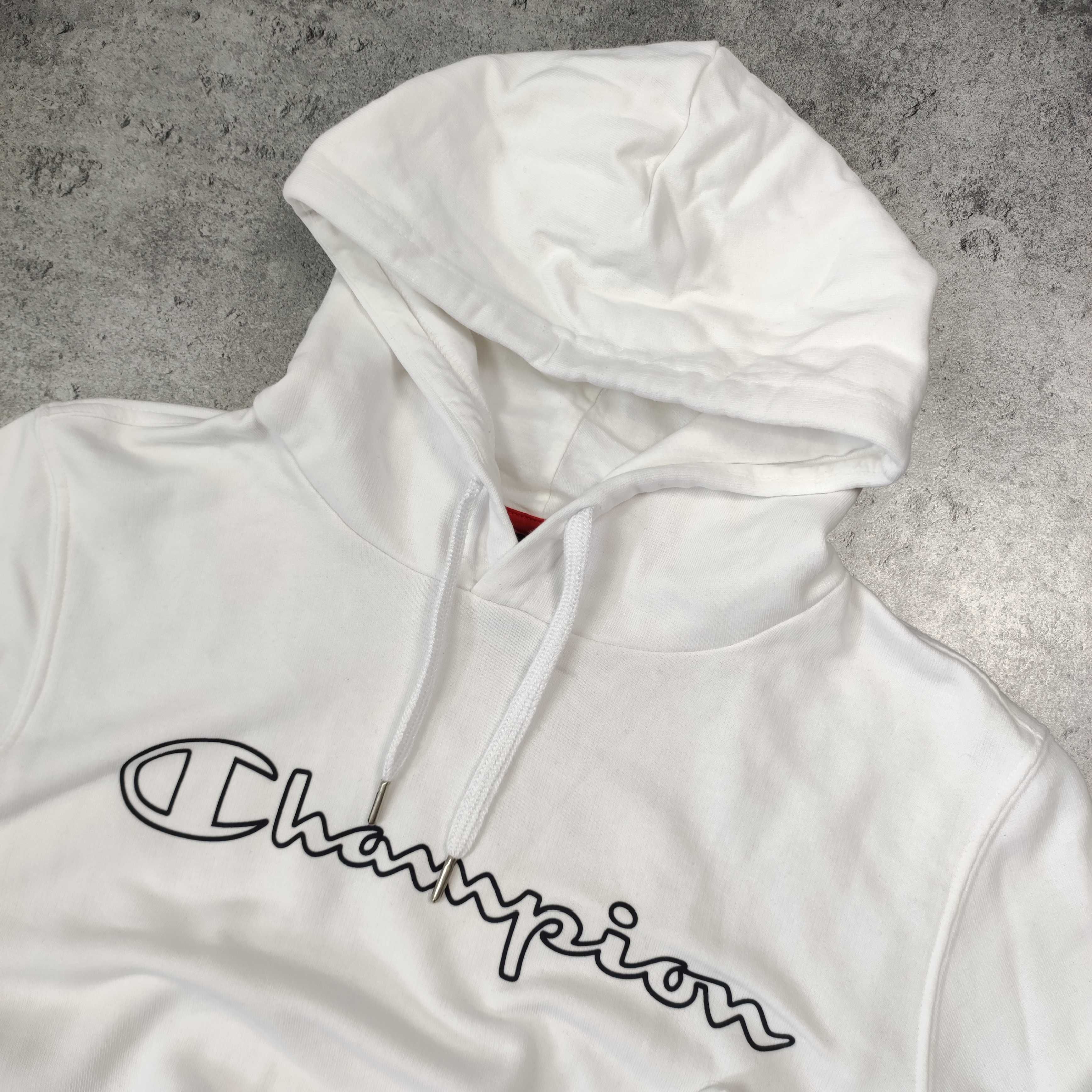 MĘSKA Bluza Sportowa Dres Dresowa Biała Klasyczna Champion Kaptur Logo