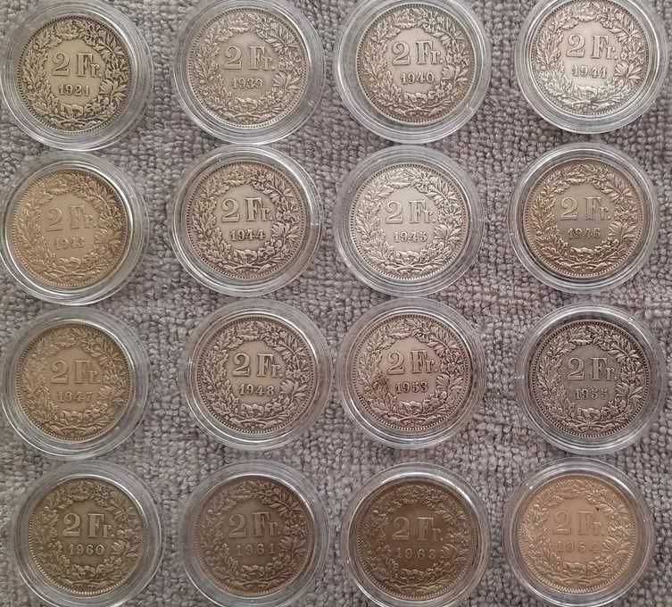 20 monet srebrnych  2 franki Szwajcaria